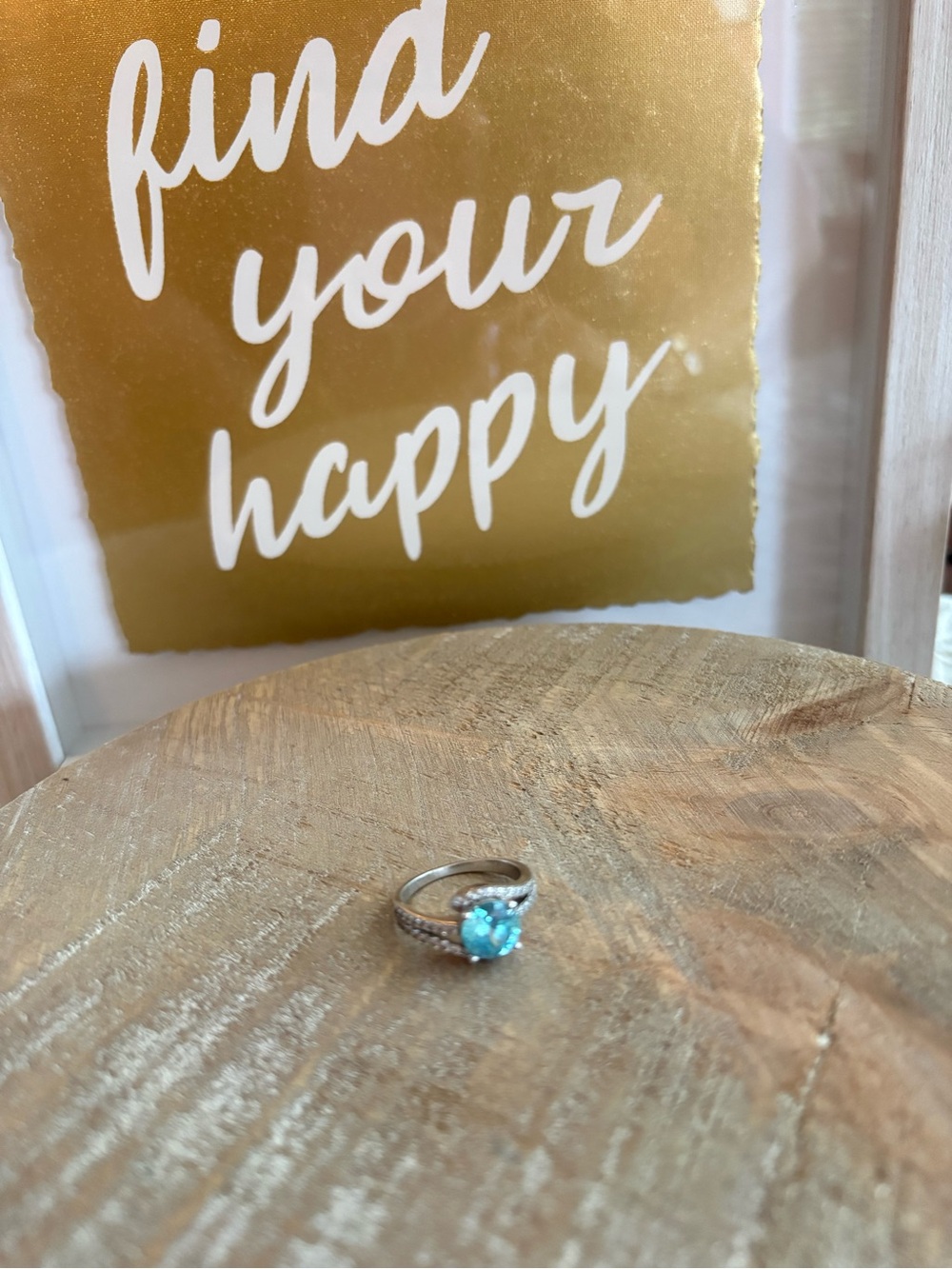 Turquoise Aquamarine Halo Ring in 925 Sterling Silver